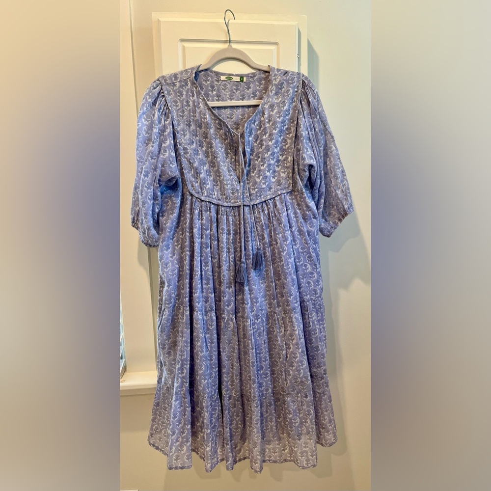 Dolma Vida maxi dress in periwinkle -block print pattern. Size Medium. Worn once
